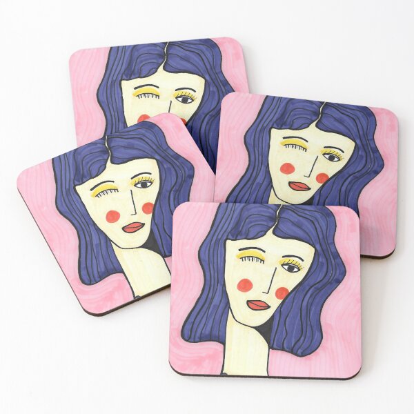 Item preview, Mujer con cabello azul y fondo rosa designed and sold by HawaiiSofia.
