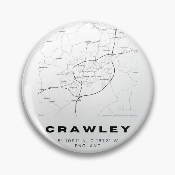 Item preview, Minimalist Crawley Map Art | Black and White Coordinates Print designed and sold by RM-Journey.