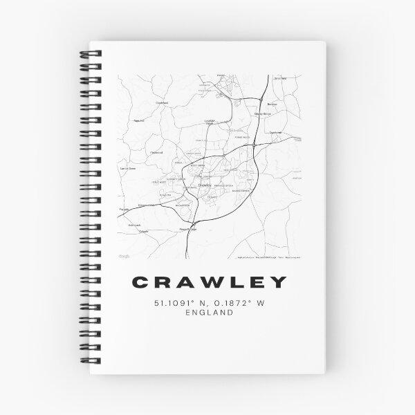 Item preview, Minimalist Crawley Map Art | Black and White Coordinates Print designed and sold by RM-Journey.