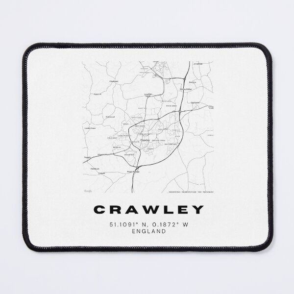 Item preview, Minimalist Crawley Map Art | Black and White Coordinates Print designed and sold by RM-Journey.