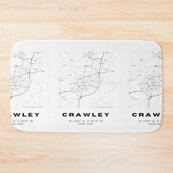 Item preview, Minimalist Crawley Map Art | Black and White Coordinates Print designed and sold by RM-Journey.