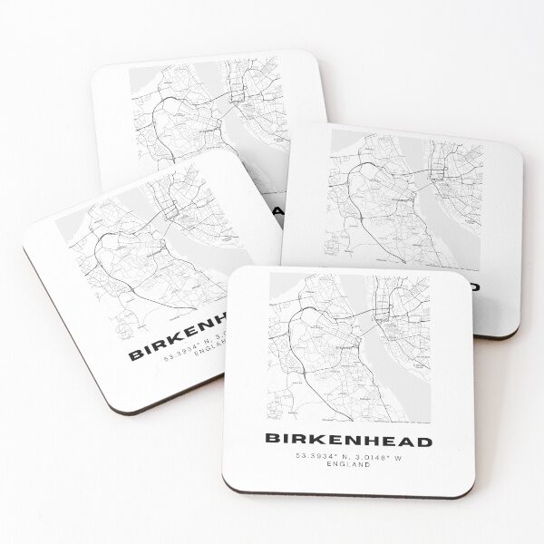 Item preview, Minimalist Birkenhead Map Art | Black and White Coordinates Print designed and sold by RM-Journey.