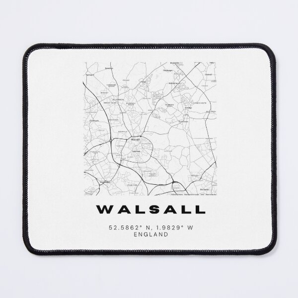 Item preview, Minimalist Walsall Map Art | Black and White Coordinates Print designed and sold by RM-Journey.