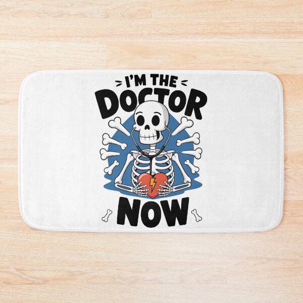 Aperçu de l'œuvre Je suis le docteur maintenant squelette drôle d'Halloween créée et vendue par Quirky Shirts.