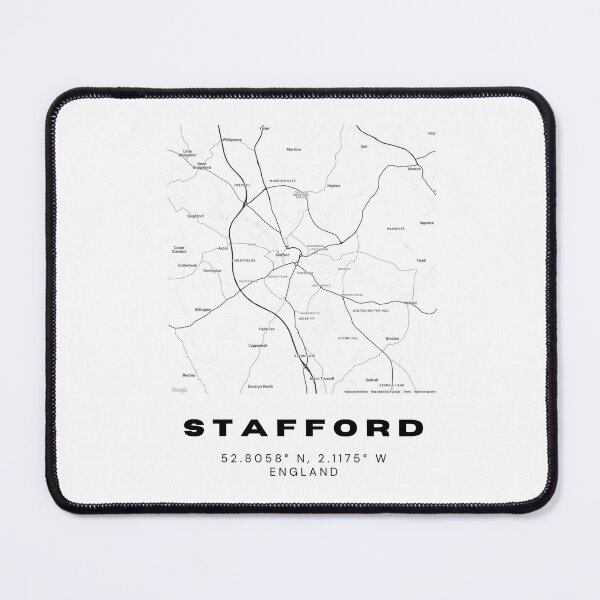 Item preview, Minimalist Stafford Map Art | Black and White Coordinates Print designed and sold by RM-Journey.