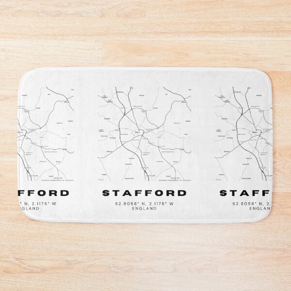 Item preview, Minimalist Stafford Map Art | Black and White Coordinates Print designed and sold by RM-Journey.