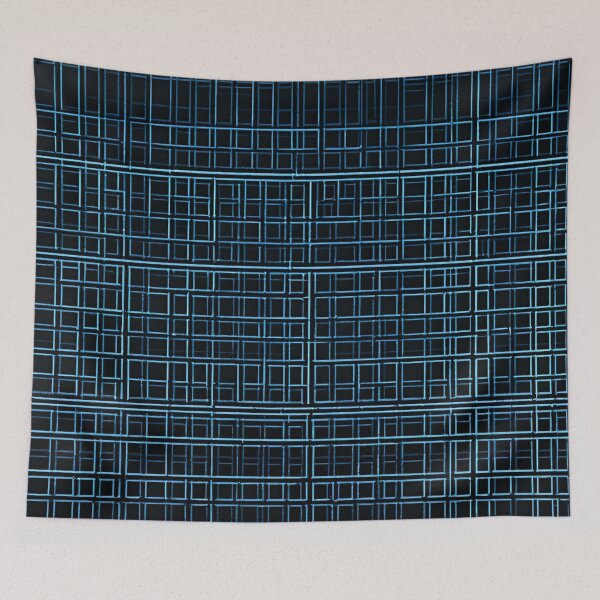 Item preview, Neon Blue Grid on Black Background designed and sold by Have Mercy.