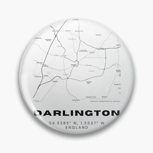 Item preview, Minimalist Darlington Map Art | Black and White Coordinates Print designed and sold by RM-Journey.
