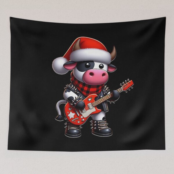 Item preview, PUNK ROCK SANTA CLAUS COW GUITAR PLAYER designed and sold by justyna-s28.