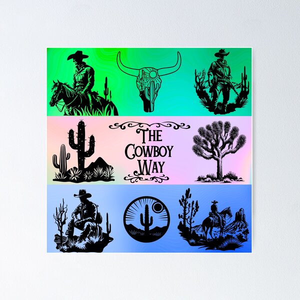 Artikelvorschau, The Cowboy Way Pop-Art-Silhouetten: Kräftige Western-Vibes mit leuchtenden Farben entworfen und verkauft von Fredster1966.
