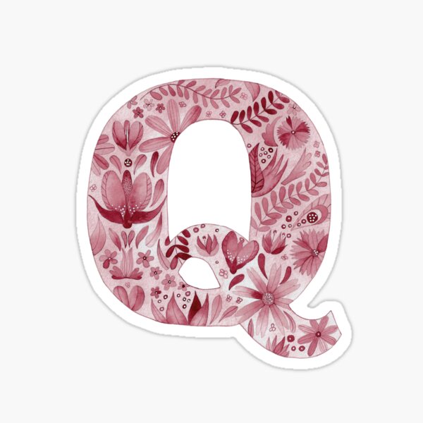 Item preview, Watercolor letter Q with flowers designed and sold by GinColorist.