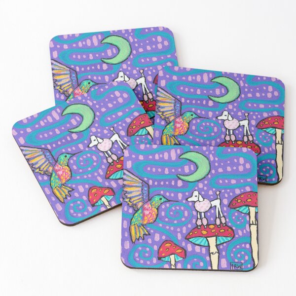 Item preview, Poodle and Hummingbird and Mushrooms designed and sold by Magicpoodleland.