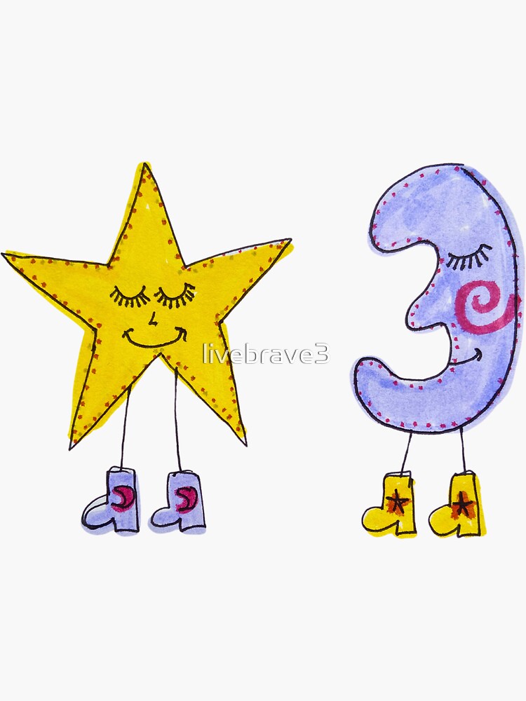 Thumbnail 3 of 3, Sticker, Star & Moon Guys designed and sold by livebrave3.