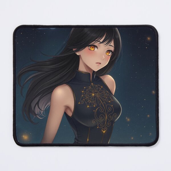 Item preview, Galactic Starry Night Anime Girl Art Print - Cosmic Elegance designed and sold by Chocobo Charm Emporium.