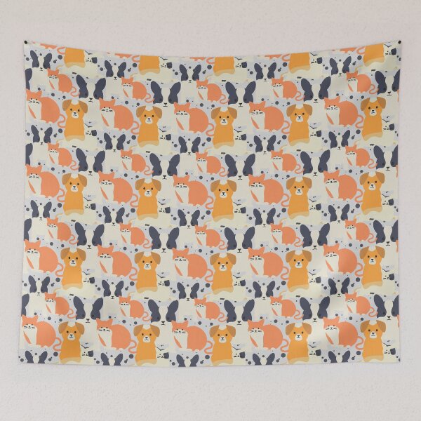 Item preview, Cats and dogs on a gray background designed and sold by Olha Volokhova.