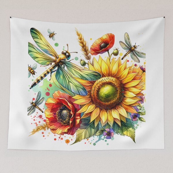 Item preview, Dragonflies, Poppies, Bees, Sunflowers designed and sold by Cart-and-Tote.