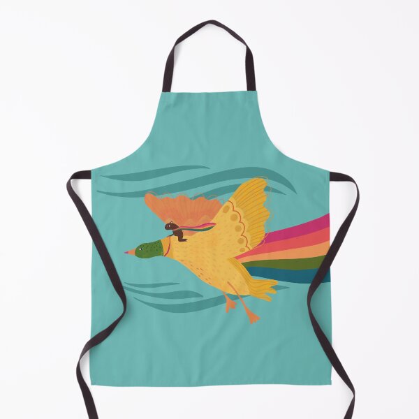 Item preview, Rainbow Flying Duck with Little Bear Creature designed and sold by Kathy Osborne Studio.