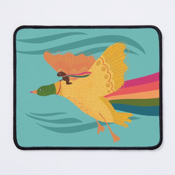 Item preview, Rainbow Flying Duck with Little Bear Creature designed and sold by Kathy Osborne Studio.