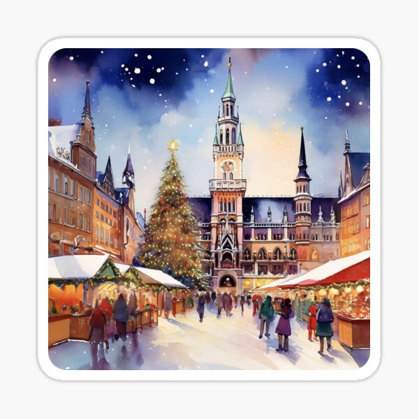 Artikel-Vorschau von Weihnachten in München Marienplatz Deutschland, designt und verkauft von Magnolia Valley Art.
