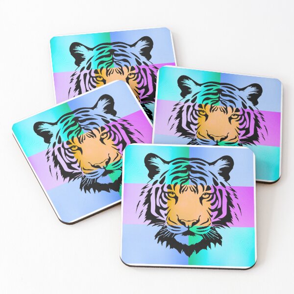 Item preview, Majestic Tiger Pop Art Silhouette on Vibrant Color Gradient Panels designed and sold by Fredster1966.