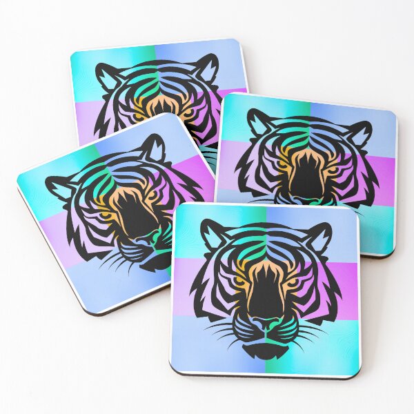 Item preview, Striking Tiger Pop Art Silhouette on Vibrant Color Gradient Panels designed and sold by Fredster1966.