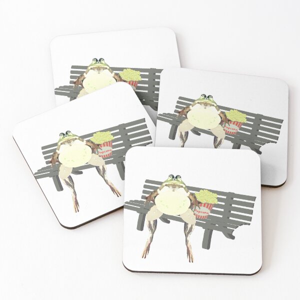 Item preview, frog on park bench eating popcorn designed and sold by TaraPen.