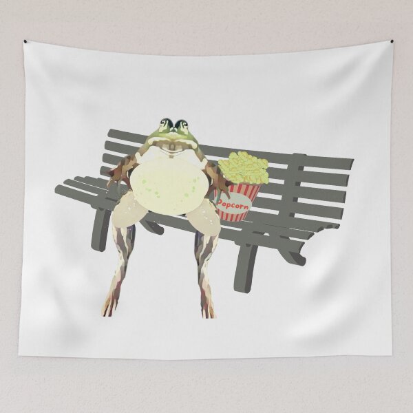 Item preview, frog on park bench eating popcorn designed and sold by TaraPen.