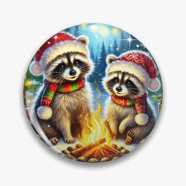 Item preview, Cute Christmas raccoons by campfire designed and sold by Meandmyshop.