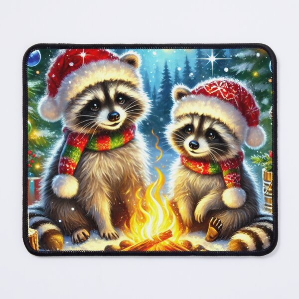Item preview, Cute Christmas raccoons by campfire designed and sold by Meandmyshop.