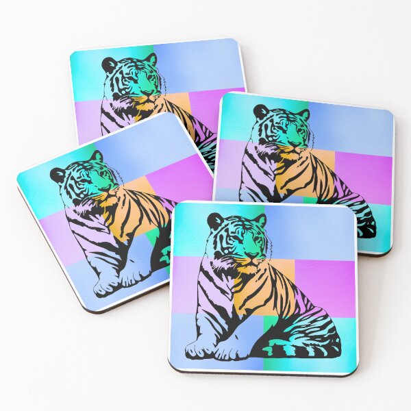 Item preview, Tiger Pop Art Silhouette on Vibrant Color Gradient Panels designed and sold by Fredster1966.