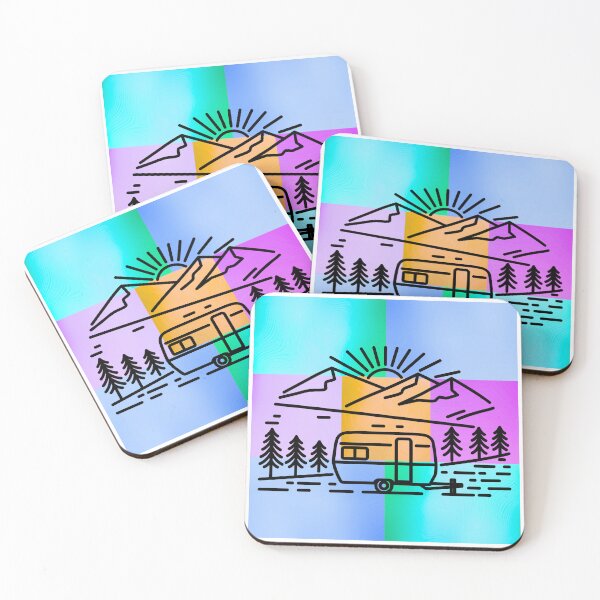 Item preview, Vibrant Camping Life Scene Silhouette on Colorful Pop Art Panels designed and sold by Fredster1966.