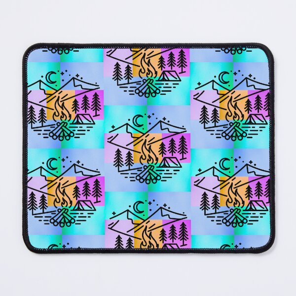 Item preview, Vibrant Campsite Scene Silhouette on Colorful Pop Art Panels designed and sold by Fredster1966.