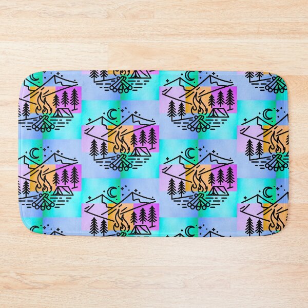 Item preview, Vibrant Campsite Scene Silhouette on Colorful Pop Art Panels designed and sold by Fredster1966.