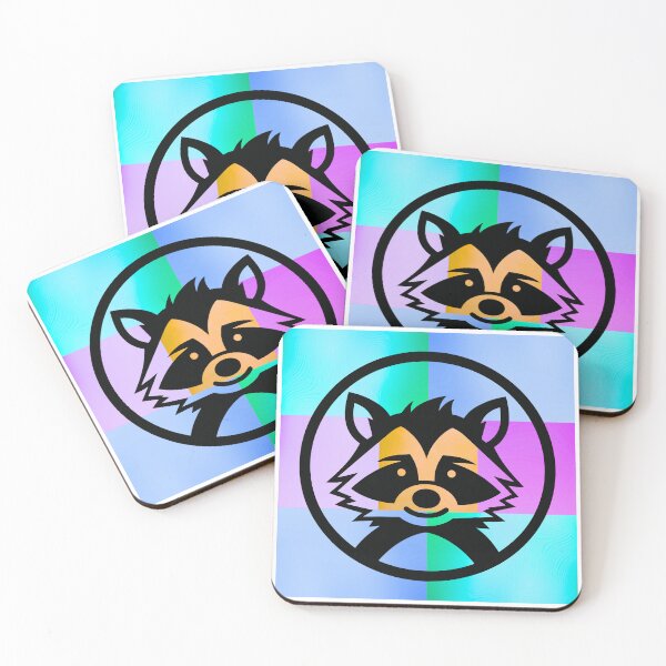 Item preview, Vibrant Pop Art Raccoon Silhouette on Colorful Gradient Panels designed and sold by Fredster1966.