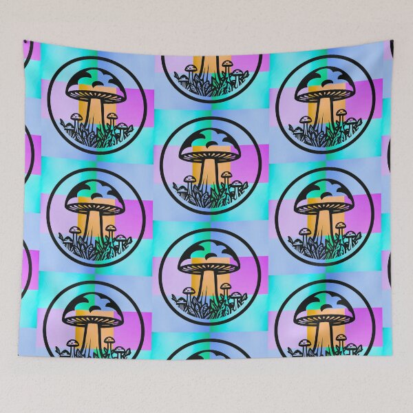 Item preview, Groovy Mushroom Silhouette on Vibrant Pop Art Gradient Panels designed and sold by Fredster1966.