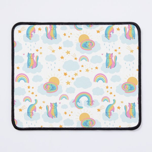 Aperçu de l'œuvre Motif arc-en-ciel, chat, nuage, étoile créée et vendue par CEB1700.