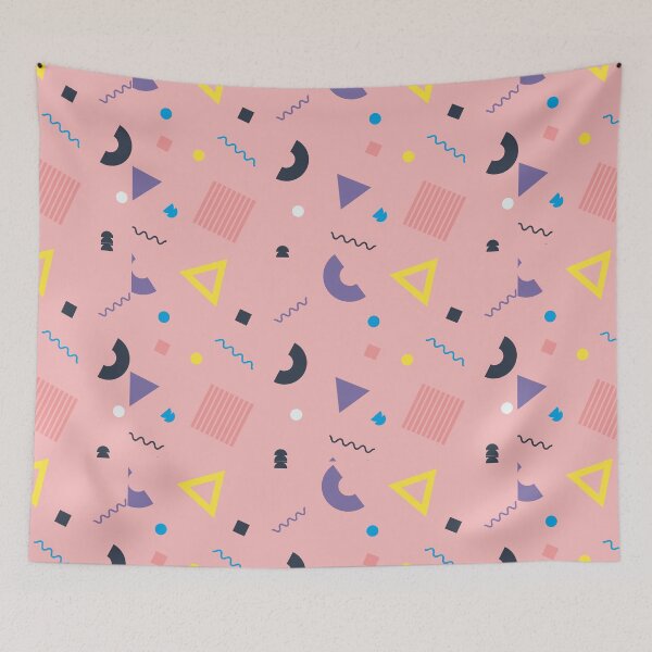 Item preview, Colorful geometric pattern on pink background designed and sold by Jamildesign.