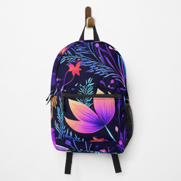 Item preview, FLORAL AND TROPICAL PATTERN O33 - Gift items and personal use / Botanical, Leaves, Colorful, Flowers, Neon, Pink, Blue, Cyan, Purple, Turquoise, Navy, Ornamented, Vector, Art designed and sold by LumDesignArt.