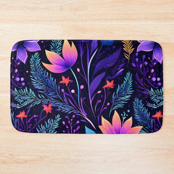 Item preview, FLORAL AND TROPICAL PATTERN O33 - Gift items and personal use / Botanical, Leaves, Colorful, Flowers, Neon, Pink, Blue, Cyan, Purple, Turquoise, Navy, Ornamented, Vector, Art designed and sold by LumDesignArt.