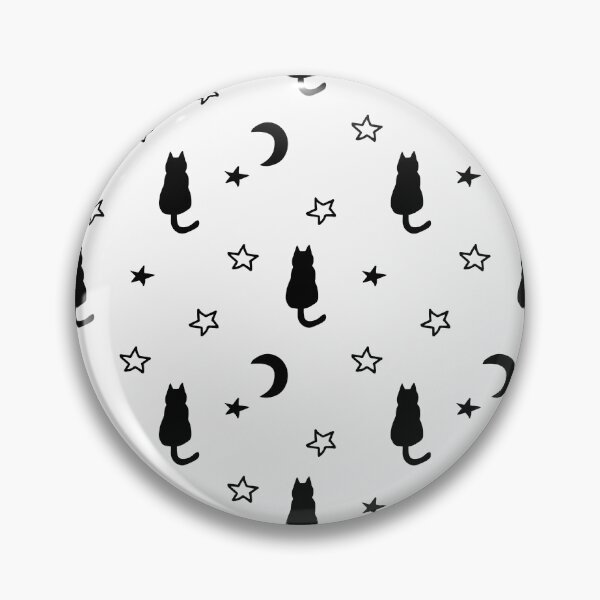 Item preview, Black Cat pattern, Celestial Cat print pattern, illustrated cat kitten design  designed and sold by CEB1700.