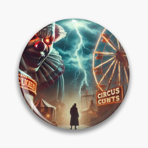 Item preview, A spooky carnival at night featuring a giant clown designed and sold by aminz4.
