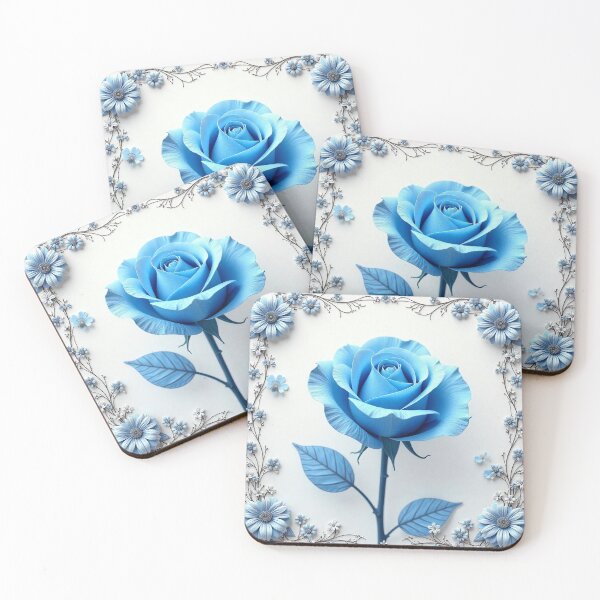 Item preview, Vintage Blue Rose Floral Border on White Background – Elegant Design designed and sold by hjian8219.