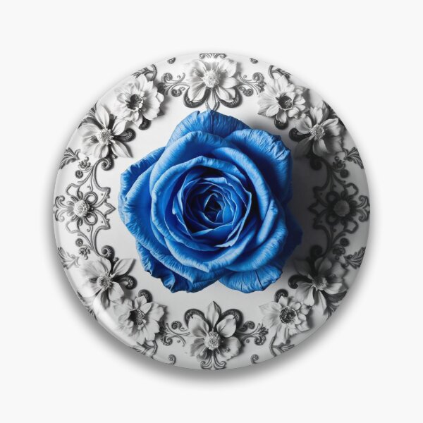 Item preview, Vintage Blue Rose Floral Border on White Background – Elegant Design designed and sold by hjian8219.