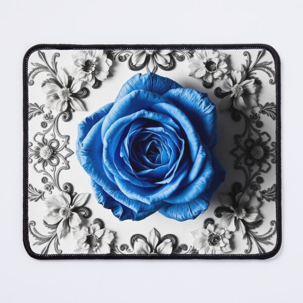 Item preview, Vintage Blue Rose Floral Border on White Background – Elegant Design designed and sold by hjian8219.