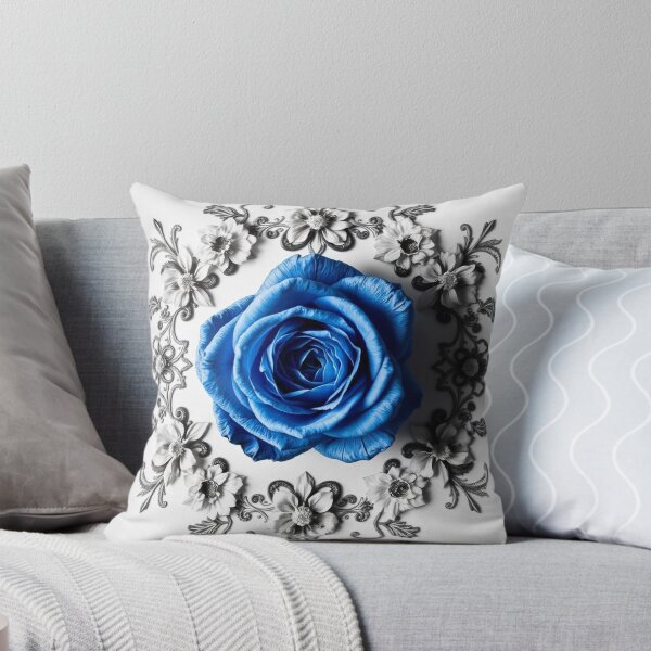 Item preview, Vintage Blue Rose Floral Border on White Background – Elegant Design designed and sold by hjian8219.