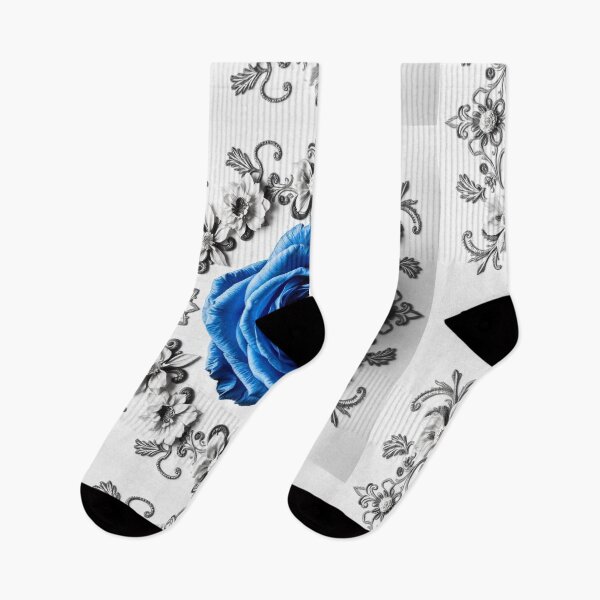 Item preview, Vintage Blue Rose Floral Border on White Background – Elegant Design designed and sold by hjian8219.