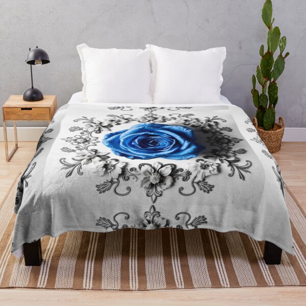 Item preview, Vintage Blue Rose Floral Border on White Background – Elegant Design designed and sold by hjian8219.