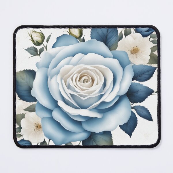 Item preview, Vintage Blue Rose Floral Border on White Background – Elegant Design designed and sold by hjian8219.