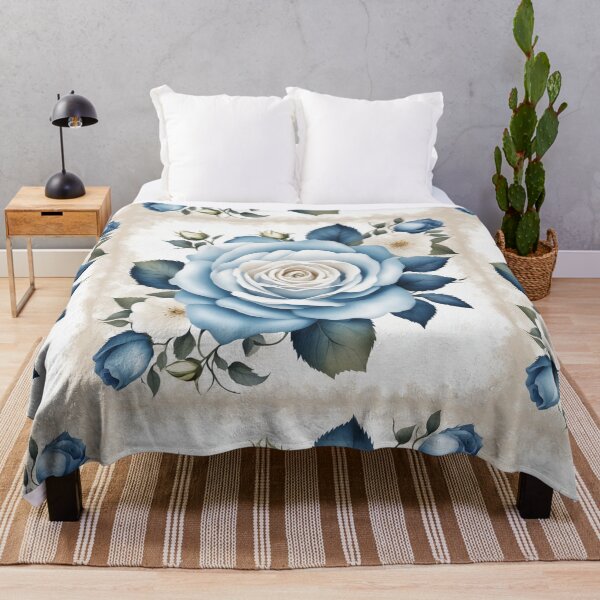 Item preview, Vintage Blue Rose Floral Border on White Background – Elegant Design designed and sold by hjian8219.