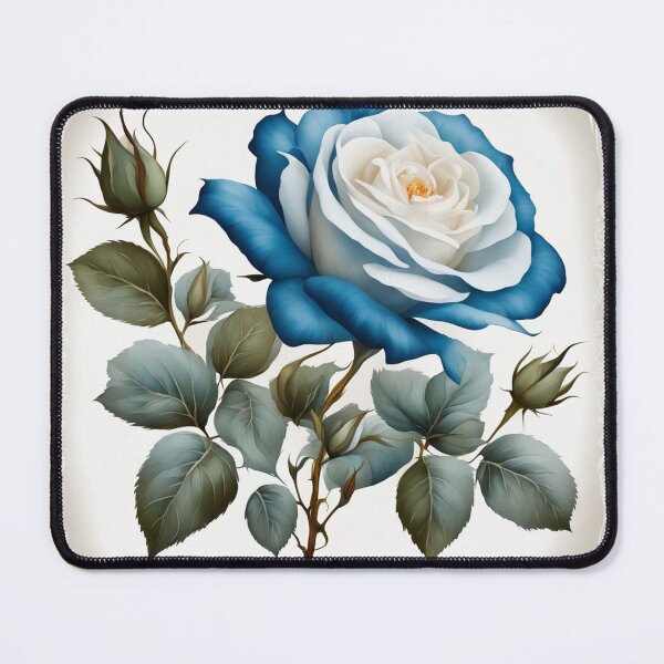 Item preview, Vintage Blue Rose Floral Border on White Background – Elegant Design designed and sold by hjian8219.